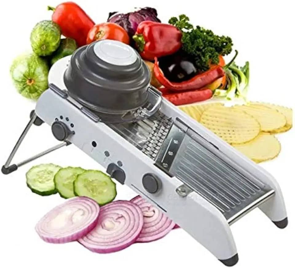 CORTADOR DE LEGUMES MANDOLINE FATIADOR RALADOR COM REGULAGEM EM INOX PROFISSIONAL MULTIFUNCIONAL SLICER
