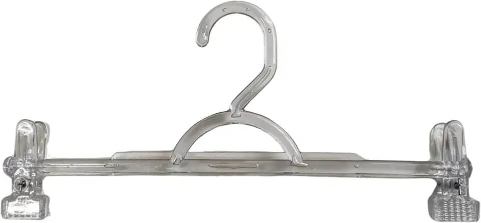 Cabides com Presilha 10 unidades em Acrílico Transparente, Cabide Saia, Shorts e Calça.