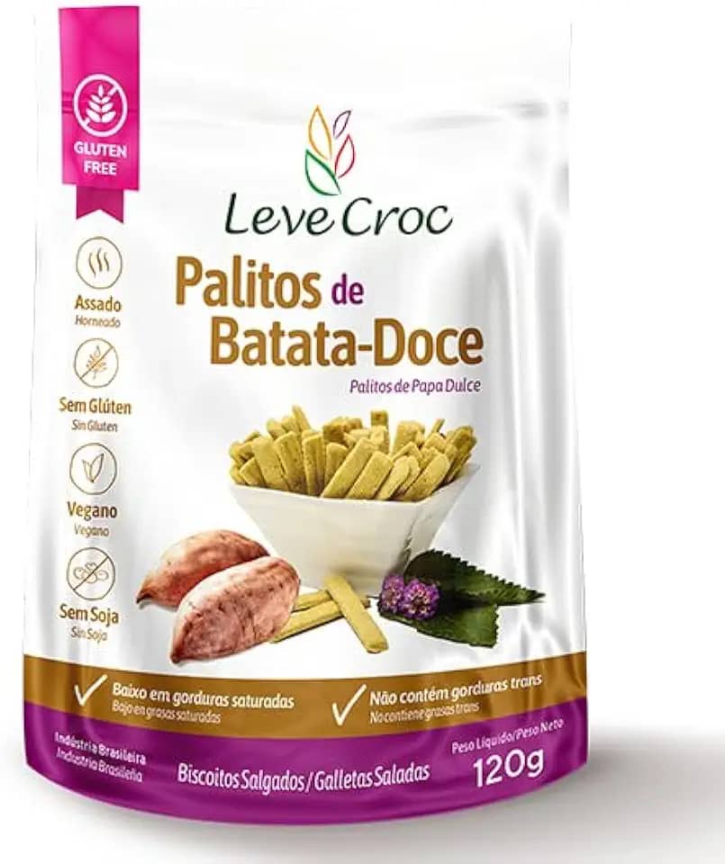 Palitos salgados sem gluten de Batata-Doce 120g - Leve Croc