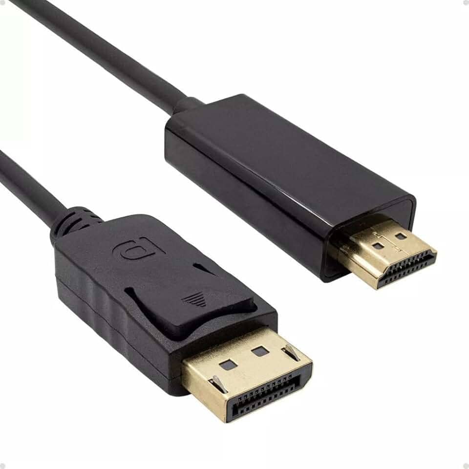 Cabo DisplayPort para HDMI, Conversor de Áudio e Vídeo, Preto, 1,8m, Suporte 4K, 144Hz, Conectores Banhados a Ouro, Compatível com PC, TV, Monitor