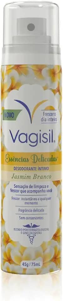 Vagisil Desodorante Íntimo Feminino Spray, Sensação de Limpeza e Frescor Instantâneo, Essências Delicadas Jasmim Branco, 75ml