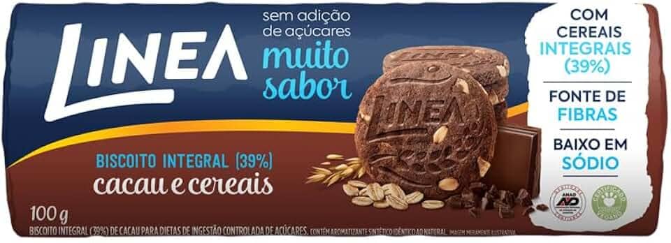 Linea Biscoito Integral Cacau e Cereais 100g