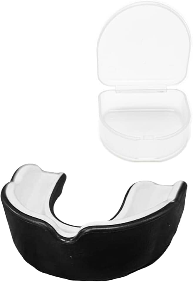 Protetor Bucal Duplo JustGoFit, Preto e Branco, para Esportes de Contato