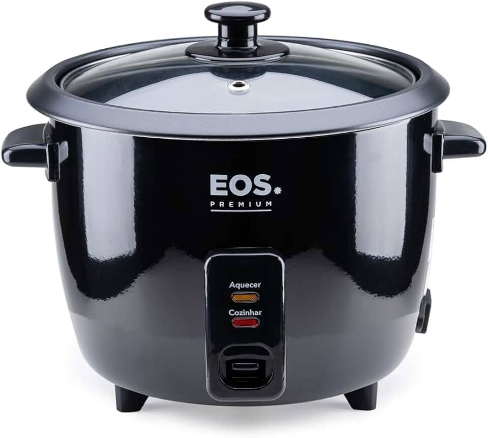 Panela Elétrica de Arroz 8 Xícaras EOS Premium Pratic Tampa de Vidro Preto EPA08P 110V