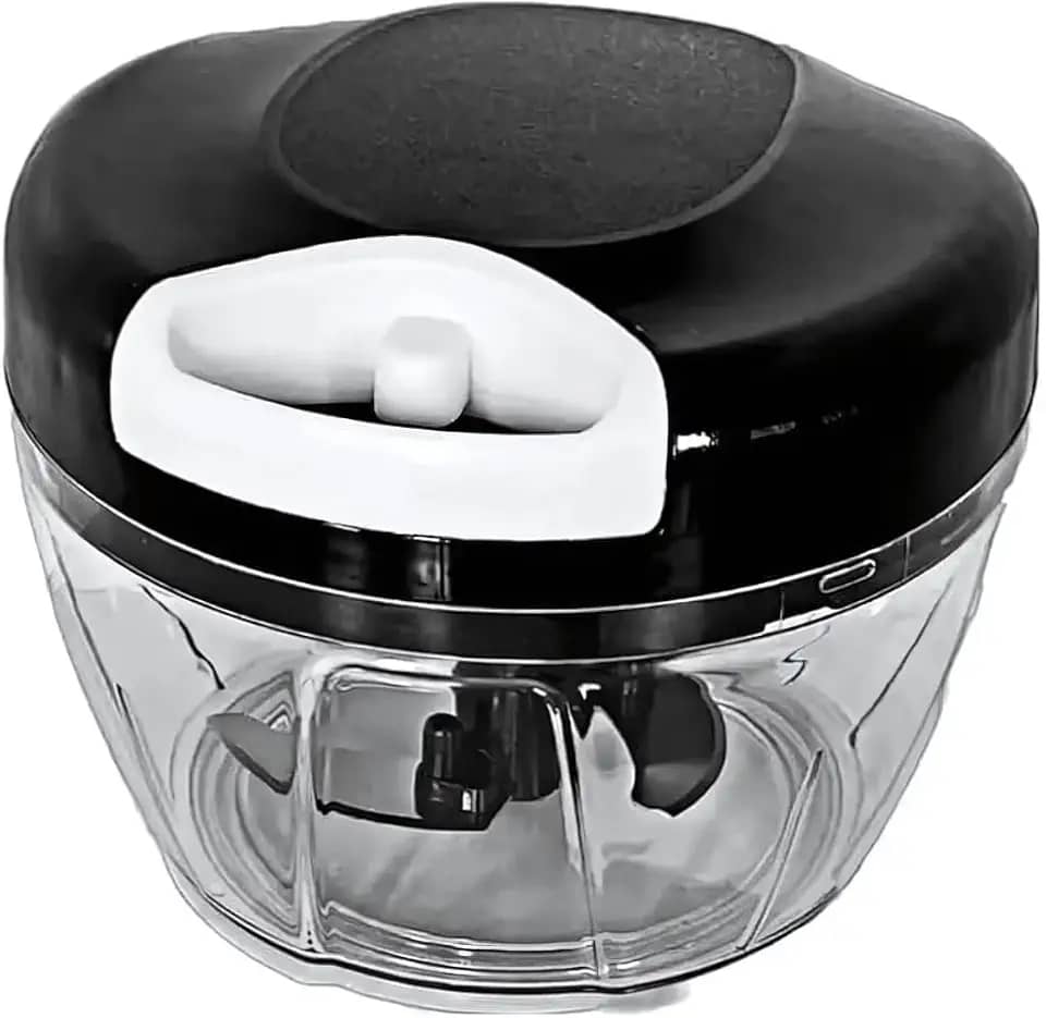 Mini Processador de Alimentos Manual 500ml – Triturador, Mixer, Picador com 3 Lâminas Afiadas, Linha Premium (Preto)