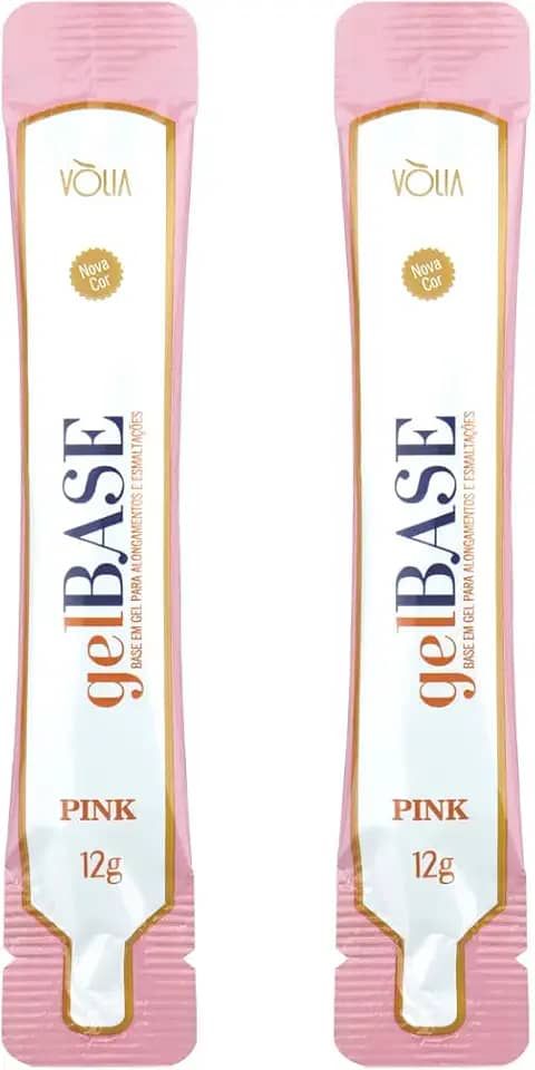 Kit 2 Sachê Refil Gel Base Pink Alongamento Fibra 12g, Vòlia