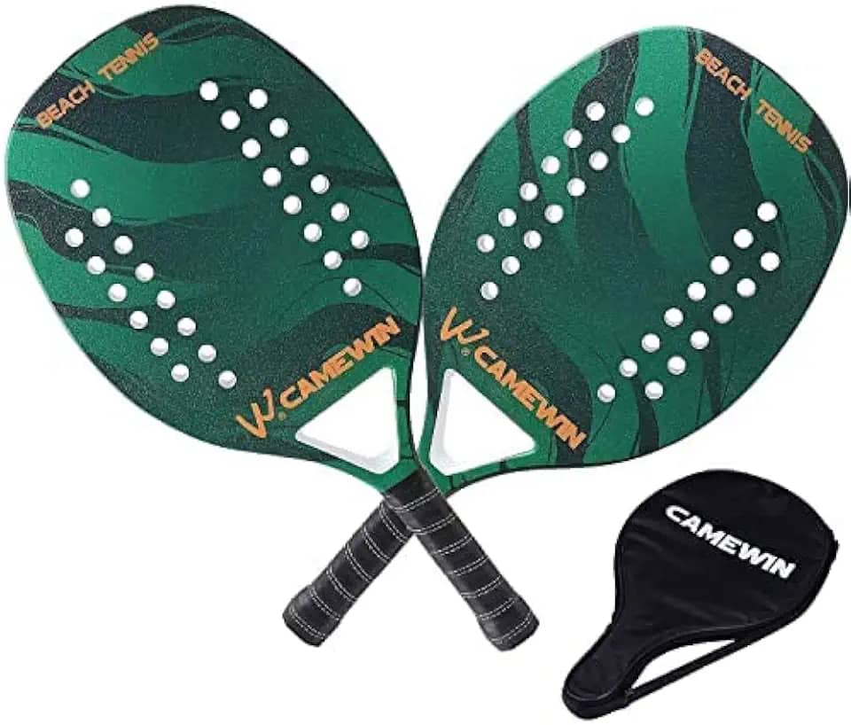 Kit 2 Raquetes Para Beach Tennis Profissional Em Fibra Carbono Com Capas Protetoras - Camewin (Verde)