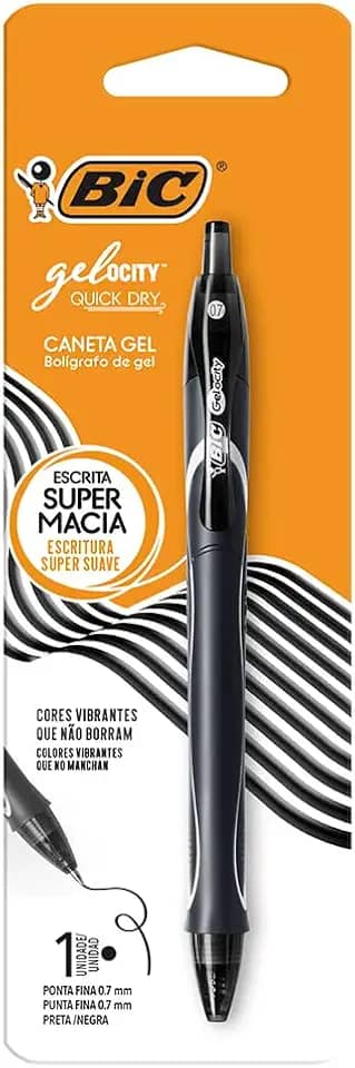 BIC, Caneta em Gel, Gelocity, Quick Dry, Ponta Fina, Preto, 1 Unidade