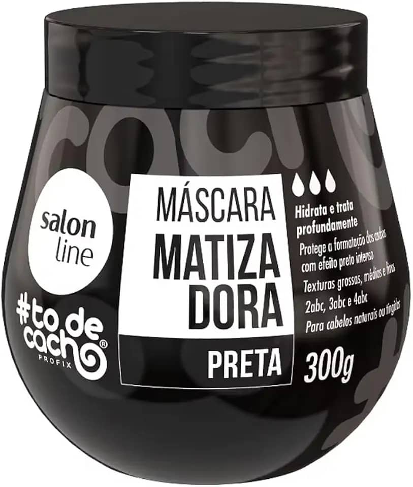 Salon Line, Máscara Matizadora Preta, #TodeCacho, Vegano - Para Cabelos Ondulados, Cacheados e Crespos, 300g