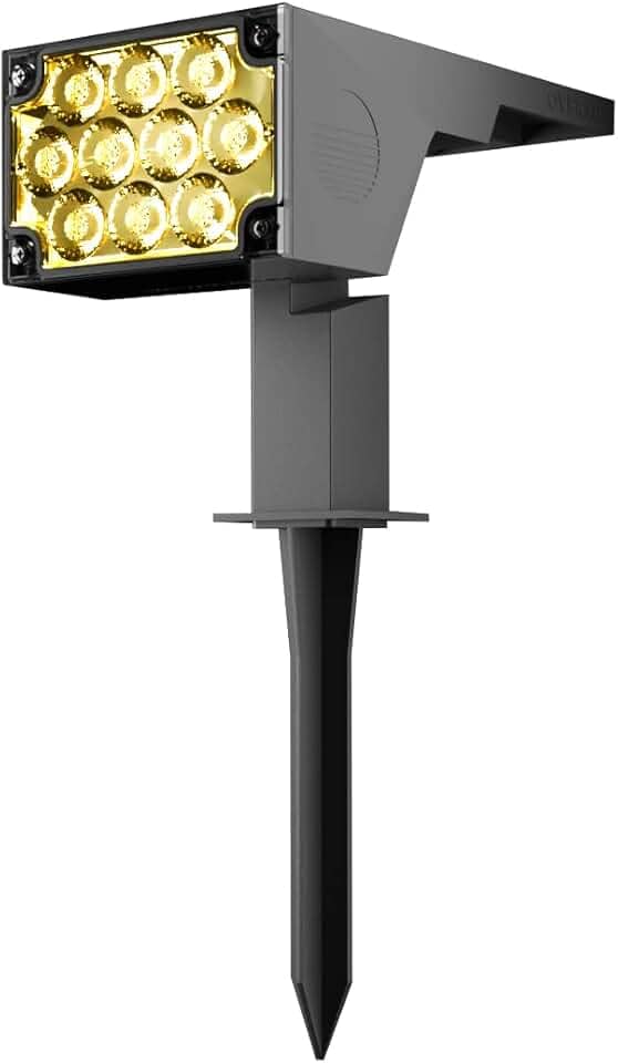 Luminária Spot Solar (2ª Geração) de Longo Alcance Espeto Jardim Externo 12h Refletor Luz Branco Quente Amarelo 3000k LED | 2 Anos Garantia Oversun