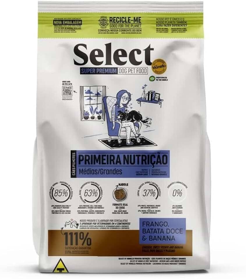 Ração Monello Select Primeira Nutrição para Cães Filhotes Raças Médias e Grandes 15Kg