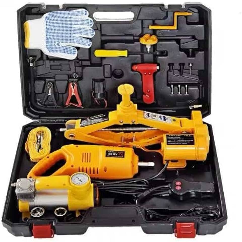 Kit Macaco Elétrico Compressor e Chave Impacto 3 Toneladas 12V