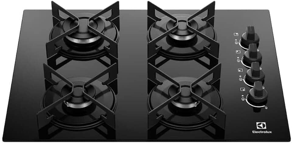Electrolux Cooktop 4 Bocas a Gás Electrolux Mesa de Vidro Efficient Grade de Aço Fosco (KE4GR) Bivolt