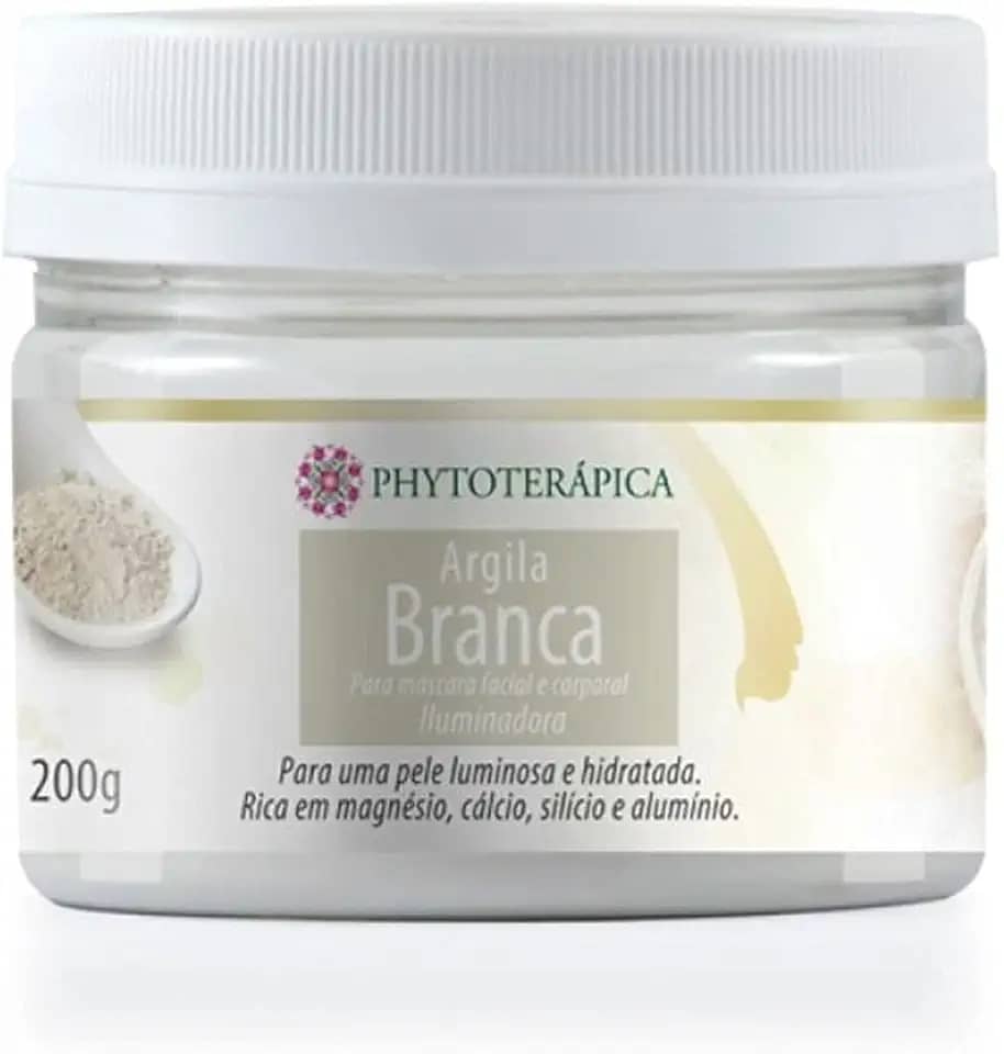 PHYTOTERAPICA - Argila Branca - Aromaterapia - Máscara facial e corporal - Para uma pele iluminada e hidratada, auxilia no estímulo do colágeno e elastina, atenuando rugas e linhas de expressão - 200g