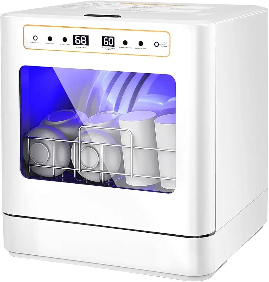 Lava Louças, Lava Louças Portatil 110V, 8 Serviços, Maquina de Lavar Louça, Máquina Portátil Com 5 Programas De Lavagem, Consumo de Água de 5 Litros, Dois Tipos de Abastecimento de Água