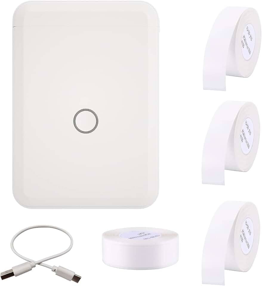 Henniu D110 Label Maker hine Mini impressora de etiquetas térmicas de bolso com 4 rolos de etiquetas tudo em um BT Connect Prince Tag DIY Date Journal Study Sticker Labeling hine Compatível com iOS