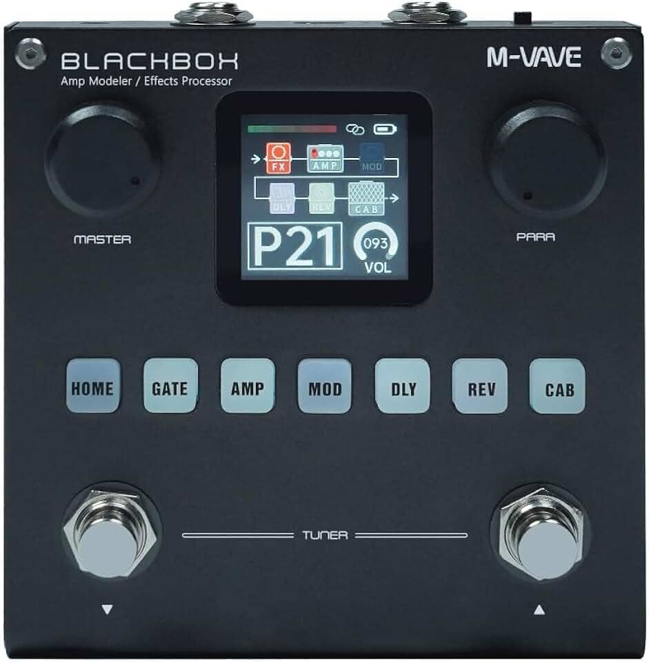M-VAVE VEDO BLACKBOX - Processador de Efeitos Multifuncional para Guitarra/Baixo com 80 Presets, Bateria Recarregável, 6 Módulos de Efeitos, Simulação de Amplificador, Bluetooth e Aplicativo Controle
