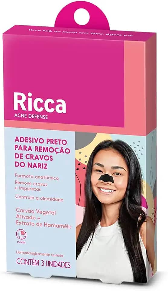 Ricca Adesivo Preto Para Remoção de Cravos Do Nariz Acne Defense