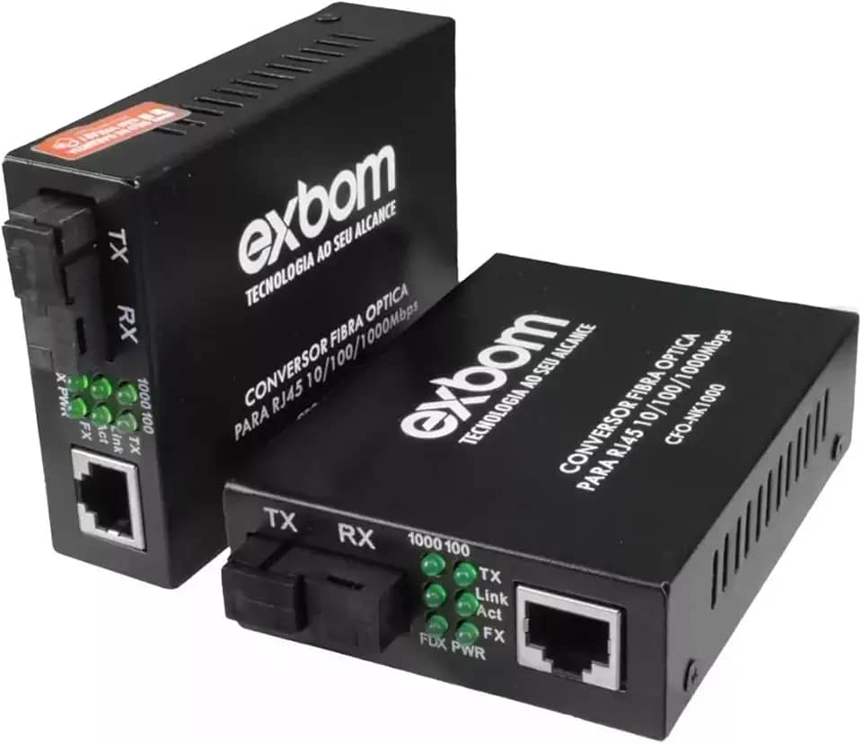 Par Conversor Mídia Fibra Óptica P/ Rj45 Gigabit 1000 Mbps 20 KM