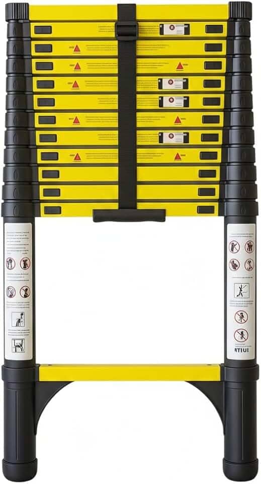 Escada Telescópica Extensiva Aço Inoxidável 13 Degraus 3,8m