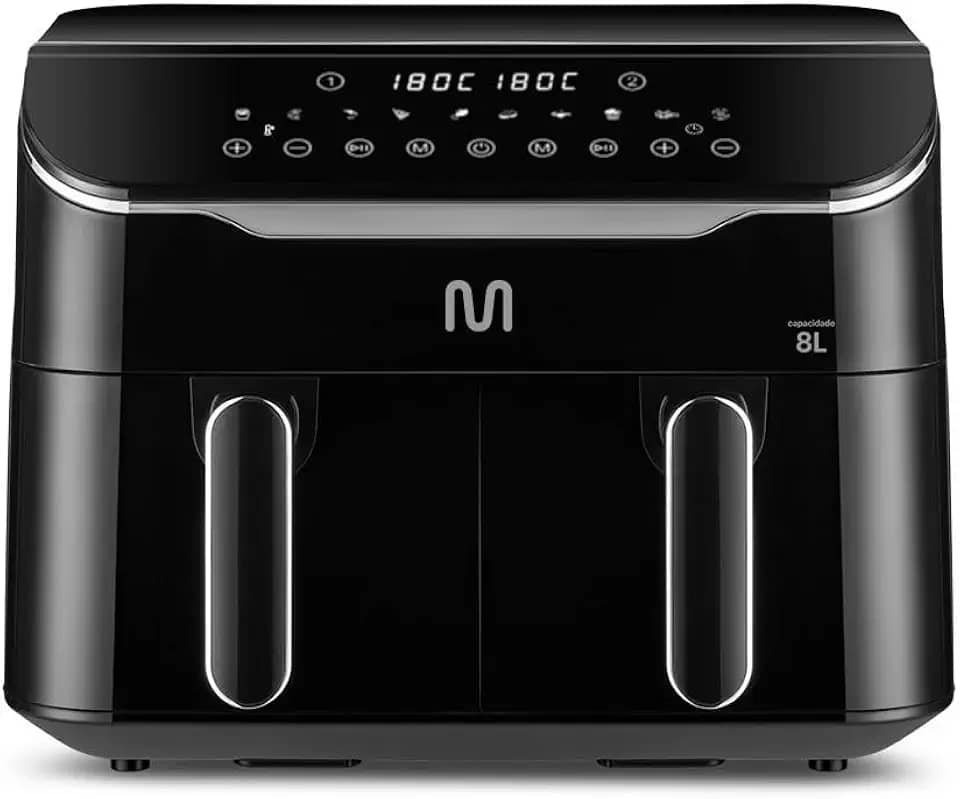 Fritadeira Elétrica sem óleo Air Fryer 8L 1800W 220V com 2 Gavetas de 4L Cada Multi - GO220
