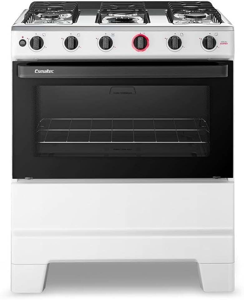 Fogão Esmaltec 5 Bocas Ideal Super Mesa de Aço Inox Branco F5IAB - Bivolt