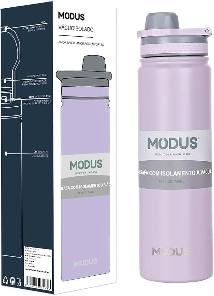MODUS Garrafa de Água Térmica Inox Esportiva Academia Isolada a Vácuo Aço Inox 750ML (Roxo)