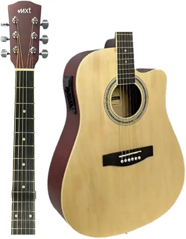 MXT Violão Eletro-Acústico 41 Polegadas, Cutaway, Cordas de Aço, Natural, com Equalizador