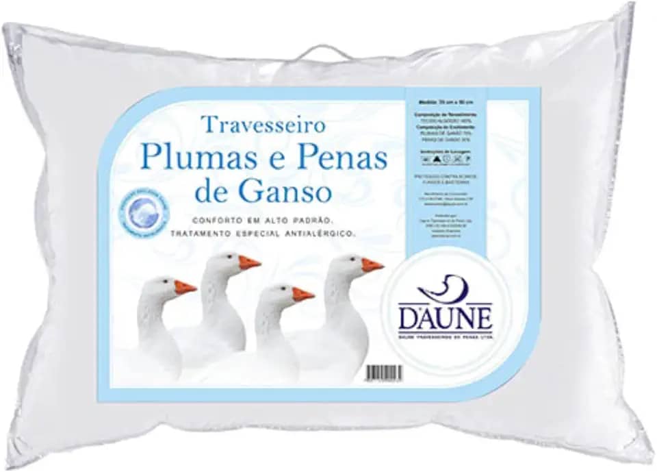 Travesseiro Daune 30% Penas e 70% Plumas de Ganso 50x70cm
