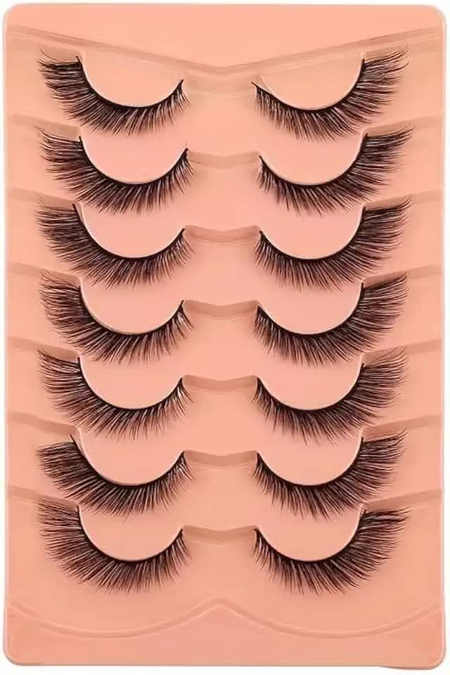 7 pares de cílios postiços 3D de pelúcia Fox Eye - luxuoso, grosso, fofo, leve, adequado para iniciantes, vários estilos, reutilizável