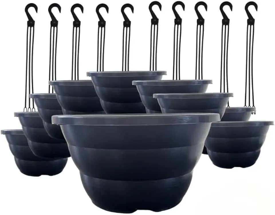 Vasos 21cm Preta com Haste 43cm Ideal p/Rosa do Deserto, Samambaia, Cerâmica vasos para plantas para Rosa do Deserto, Samambaia, Suculentas e Plantas Internas(10)