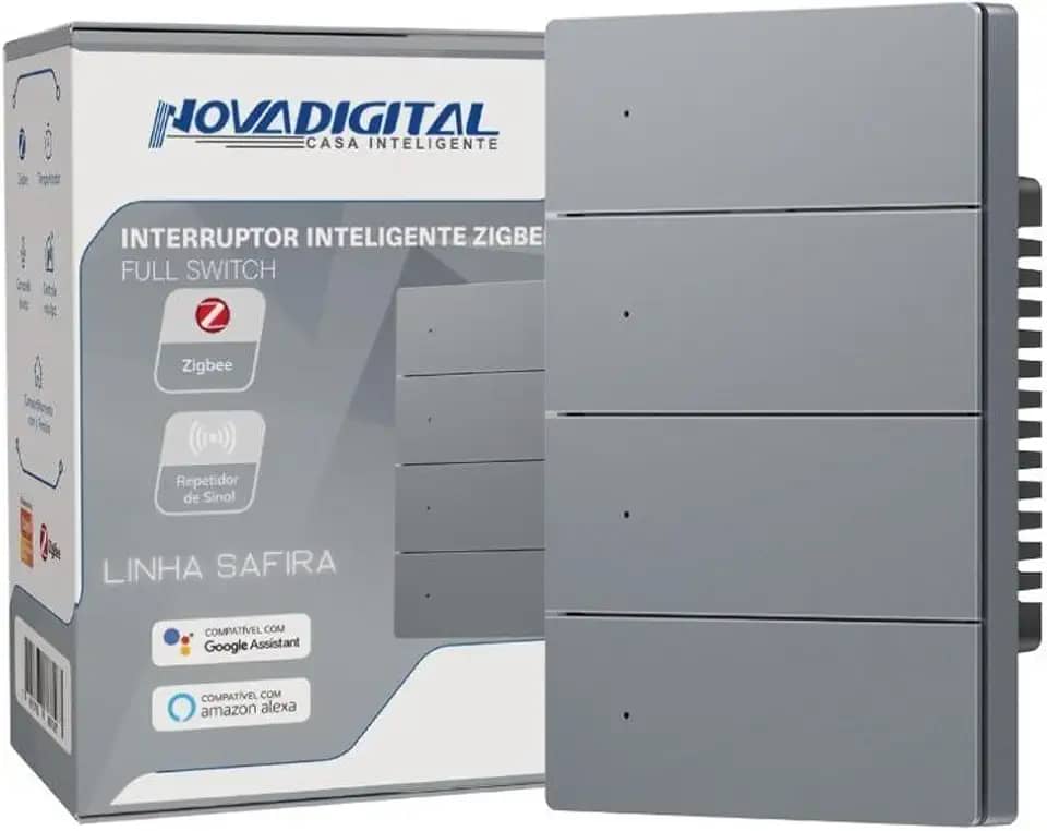 Interruptor Inteligente Zigbee Full Switch Sensação De Tecla Fisica Compativel com Alexa Google Home (4 Teclas)