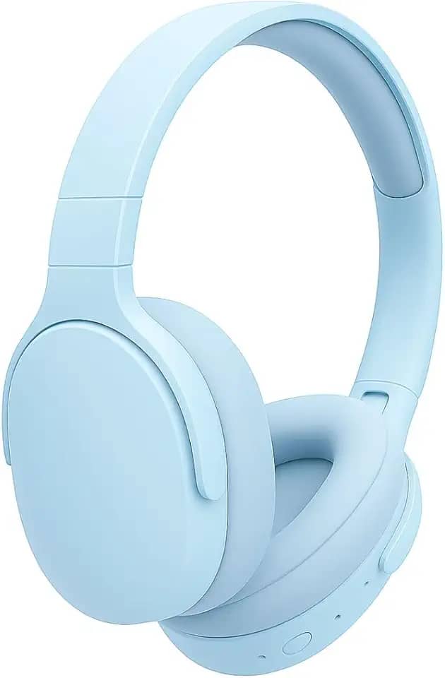 Fone de Ouvido Bluetooth 5.3 Headphone On-ear Sem Fio Fone Para Academia e Corridas, com Cancelamento de Ruído Dobrável com microfone Integrado PREMIUM (Azul Claro)