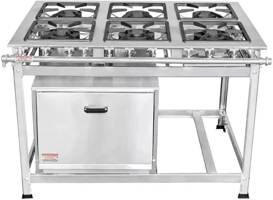 Fogão Industrial 6 Bocas 30x30 P5 em Aço Inox com Forno