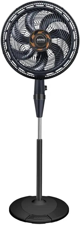 Ventilador de Coluna Arno X-TREME 7 Cinza 40cm VE72, 150W, 7 Pás, 3 Velocidades, Oscilação 80º, Power Zone, Modo Noturno, Altura Ajustável de até 1,5m, 220V