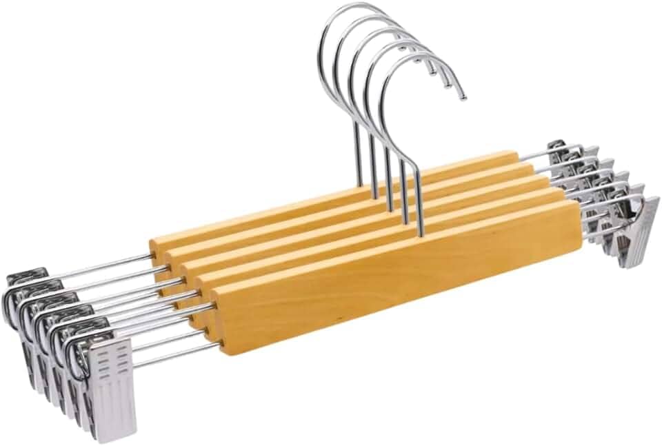 Kit 5 Cabides Presilha Madeira Premium Adulto Saia Vestido Calça Bermuda Reforçado