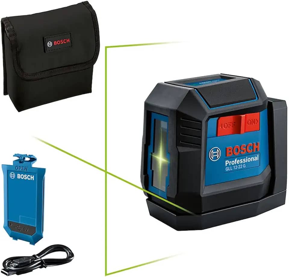Bosch Nível a Laser verde GLL 12-22 G 12m 1 bateria + suporte