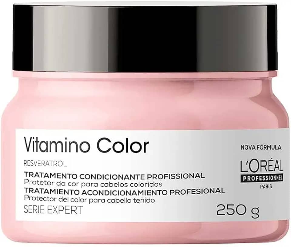L'Oréal Professionnel Máscara de Tratamento Vitamino Color, Protege e preserva a cor do cabelo, Aumenta o Brilho e a Vibração da Cor, Hidrata e Desembaraça, Para cabelos com coloração, 250g