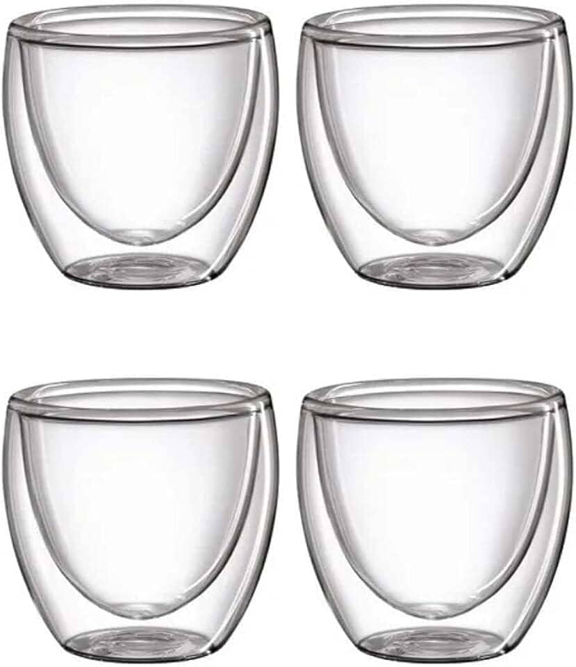 Conjunto 4 Copos Parede Dupla Café/chá Vidro Borossilicato - Envio Hoje