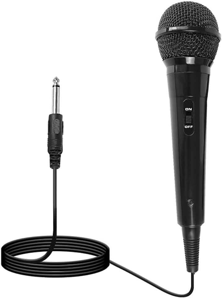 Microfone portátil com fio, microfone de mão de karaokê para cantar com cabo de 2 metros e interruptor liga/desliga, ideal para alto-falantes, máquina de canto de karaokê, amplificador, mixer