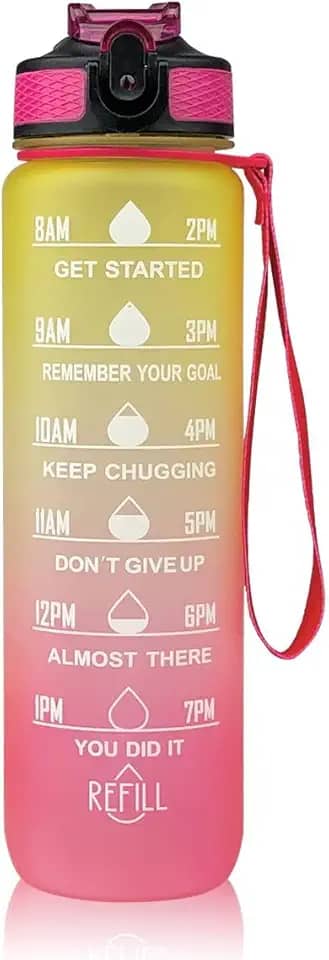 Garrafa Squeeze 1L Policarbonato Degradê Hidratação Ideal para Academia Corridas Casa Buritis (Rosa/Laranja)