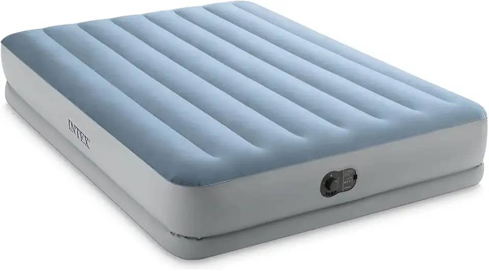 Intex Colchão de ar Airbed Dura-Beam Plus de cintura média | Queen Size | 64159 | Bomba elétrica USB embutida | Multicolorida