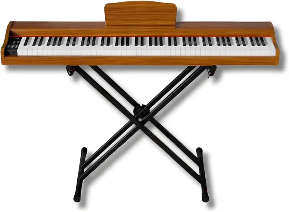 Piano Digital Bivolt C/Pedal Elétrico Suporte Marrom Waver