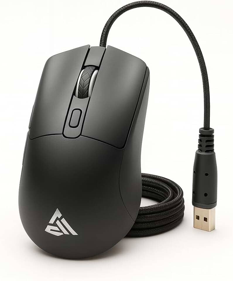 Mouse Gamer com Fio USB–LED RGB Ajustável, 6 Botões Programáveis, Sensor Óptico 3200 DPI de Alta Precisão, Design Ergonômico Confortável, Cabo Reforçado, Ideal para Jogos no PC, Notebook e Setup Gamer