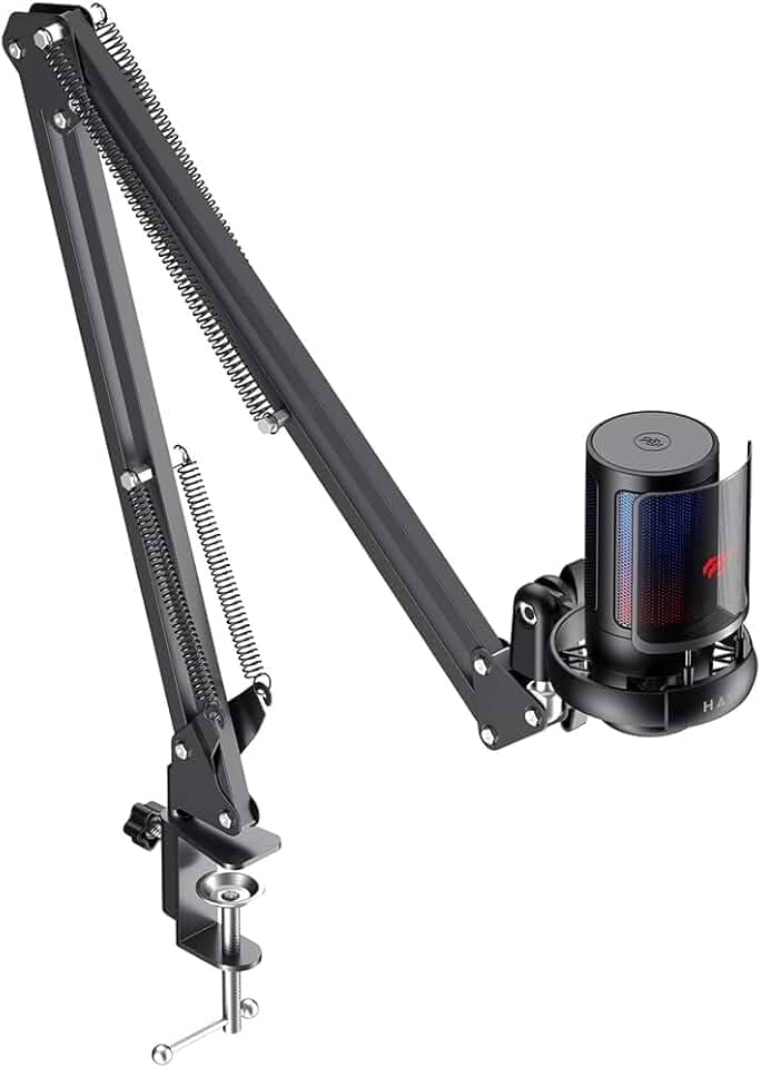 Microfone Stream Havit RGB Com Braço Articulado GK50 Pro Preto