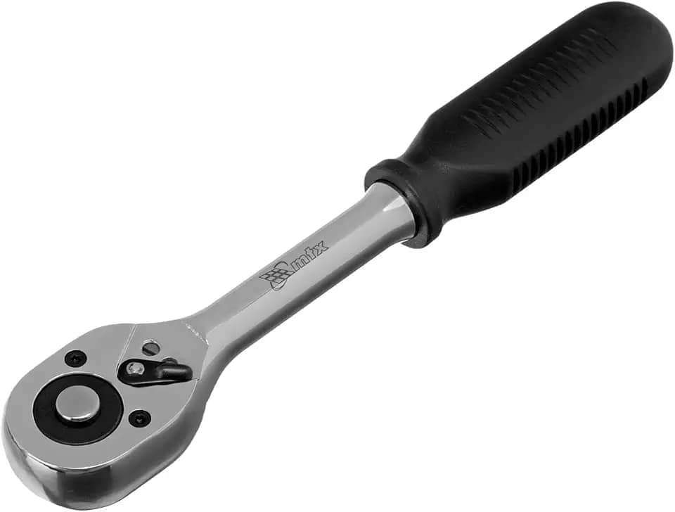 MTX Chave Catraca com Pino 3/8', Ferramenta Profissional em Aço Cromo-Vanádio Cromado, Chave de Catraca Resistente para Oficina, Mecânica e Reparos