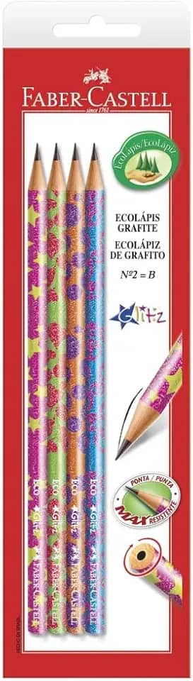 EcoLápis Grafite Glitz Faber-Castell, 4 unidades
