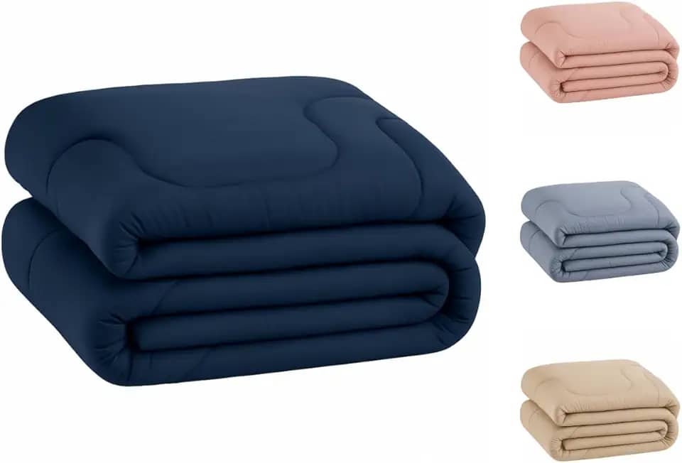 Edredom Percal 400 Fios Grosso Extra Macio Dupla Face Cobertor (Marinho, Casal)