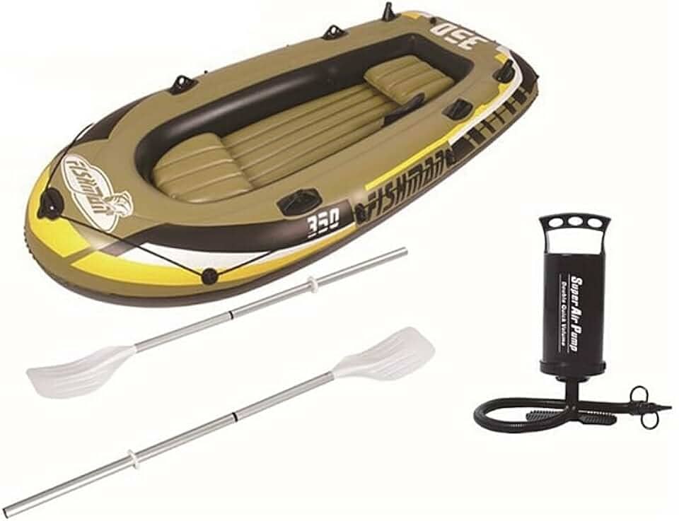 Bote Inflável Fishman 350, Conjunto com Remos e Bomba de Ar, Capacidade 340kg, 305cm x 136cm