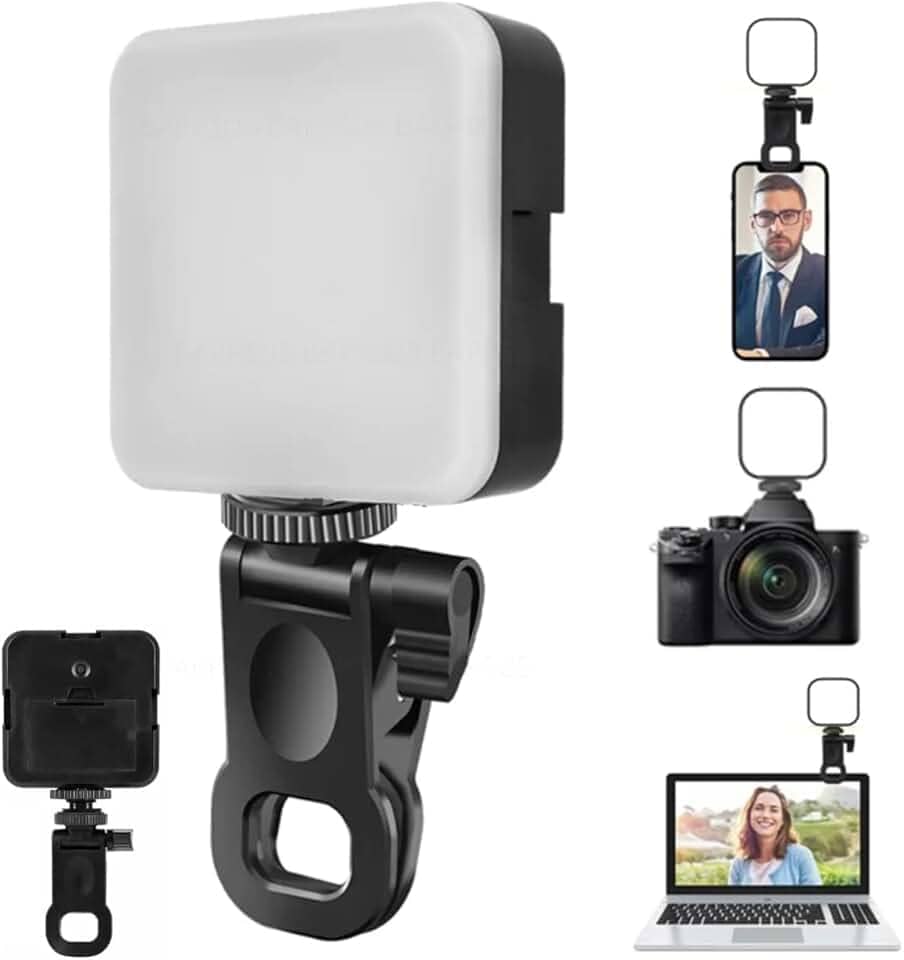 Luz LED Portátil para Gravação de Vídeo | Iluminação Clip-on para Câmera, Celular, Notebook | Brilho Ajustável 3 Níveis | Ideal para TikTok, Vlogs, Videoconferência, Maquiagem | Fixador Versátil